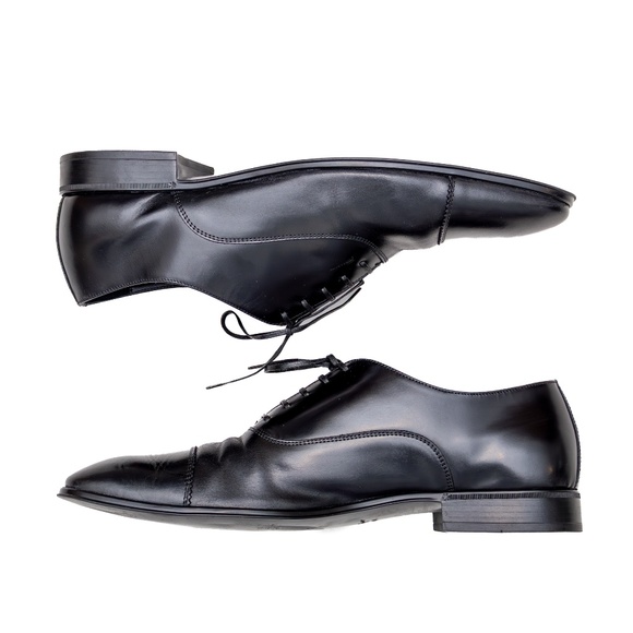 Salvatore Ferragamo Black Leather Cap-Toe Oxfords – Men’s Size US 9.5D - Picture 6 of 13
